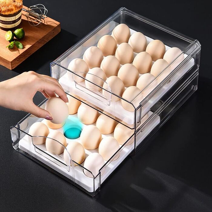 Контейнер для яєць G-LIKE, 2 яруси, висувний, прозорий, органайзер для кухні, PET пластик