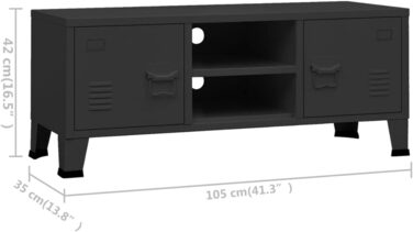 Тумба під телевізор Індустріальний стиль Низький борт Телевізор Меблі Настільна дошка Сервант Підставка під телевізор Тумба під телевізор Шафа HiFi Чорний 105x35x42см Метал