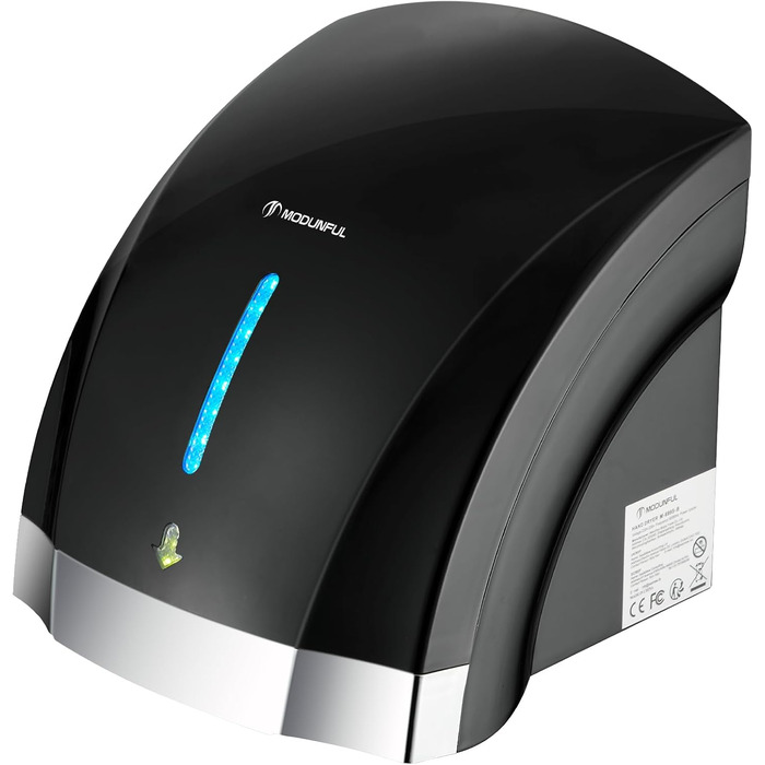 Автоматичний сушар для рук з інфрачервоним сенсором, настінний, 2000W, тихий (40 db), ABS-покриття (чорний)