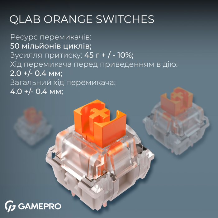 Бездротова механічна клавіатура GamePro Asgard Valhalla (MK160W Pro) 75% QLAB orange switches