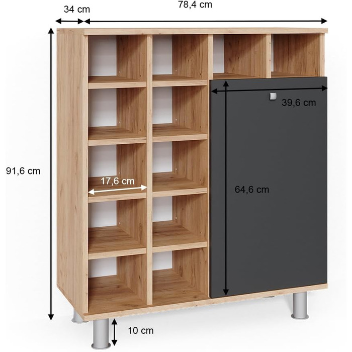 Тумба для ванної Fynn, 78.4x91.6 см, Антрацит