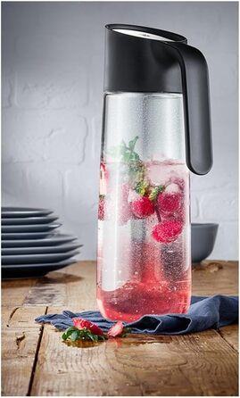 Скляна карафка WMF Basic з кришкою, 1 л (скляна, з силіконовим кришкою, CloseUp)