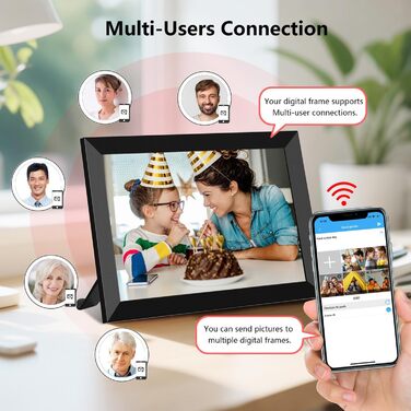 Цифровий фоторамка FRAMEO з Wi-Fi, 32GB, 10.1 дюймів, IPS LCD, сенсорний екран, Smart Cloud, автоматичне обертання. Діліться моментами через додаток Frameo