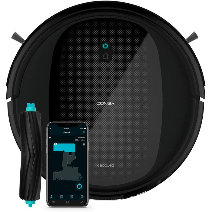 Пылесос робот Cecotec Conga Perfect & Clean Connected Titanium, 2100 Pa, 160 хв, 10 режимів, Jalisco, App, Чорний