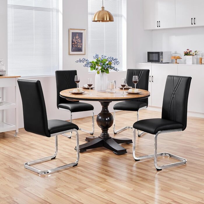 Набір з 2 кухонних стільців Yaheetech, чорний, металева основа, обідній стілець