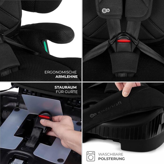 Автокрісло Kinderkraft FIX2GO i-Size 76-150 см (15 міс - 12 років), ISOFIX, Top Tether, SPS+, H-GUARD+, сіре (Black)