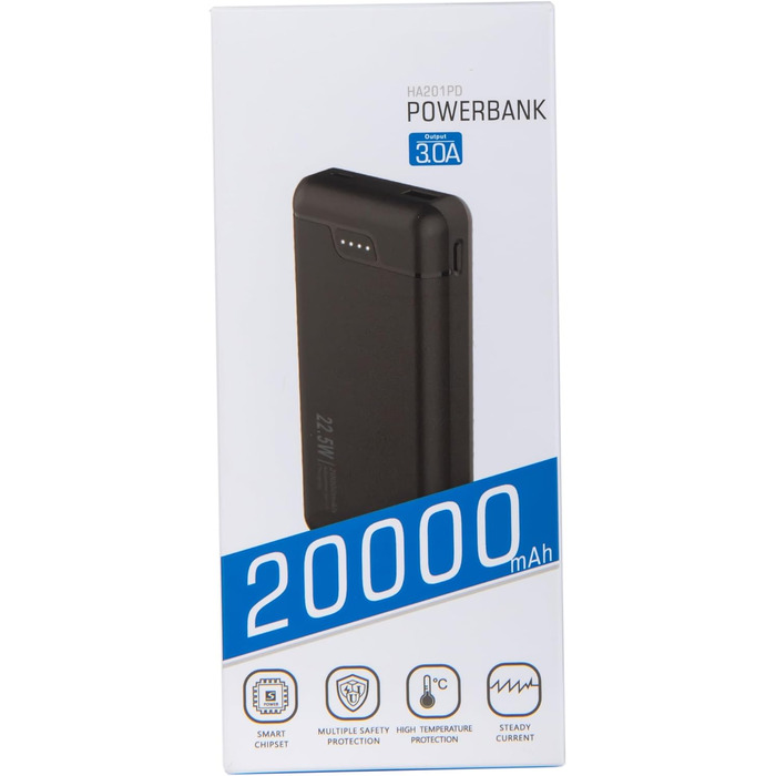 Швидка зарядка 22,5 Вт USB C PD3.0 QC4.0 для смартфонів та планшетів, 20000mAh -