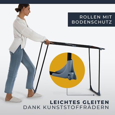 Розкладна сушарка для білизни Phoenix XXL – 20 м сушильної поверхні, чорна, стабільна, з клямками