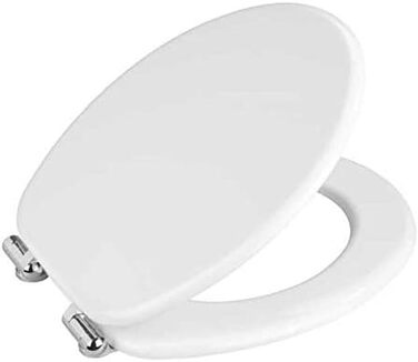 Сидіння для унітазу біле - Сидіння для унітазу, кріплення з нержавіючої сталі, МДФ, 35 x 42 см, біле (Urbino)