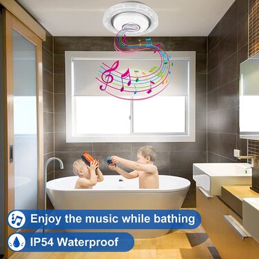 Світлодіодна стельова лампа CL FUN з Bluetooth-колонкою, димована, Ø30 см, водонепроникна, з регулюванням кольору RGB, пультом і керуванням через додаток для вітальні та спальні