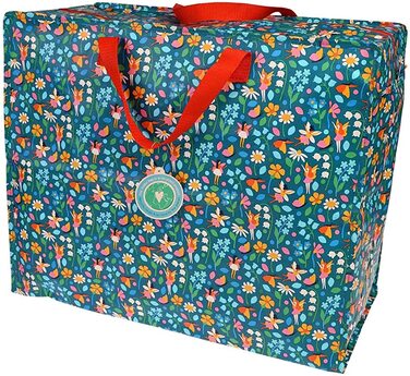 Гігантська сумка для покупок, перероблена сумка для покупок, гігантська сумка, універсальна сумка (квіти в саду фей)