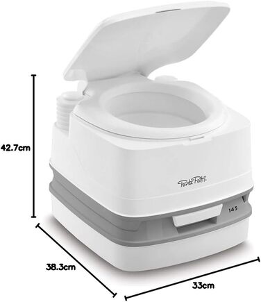Портативна туалет Thetford Porta Potti 145 Qube, біло-сіра, 330x383x427 мм