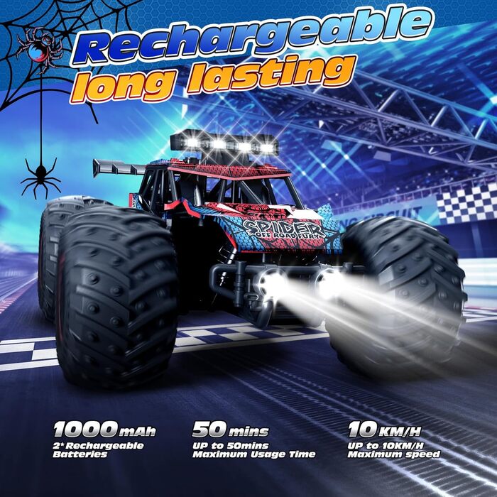 RC Truck Tecnock 1:20 Позашляховик на радіокеруванні з LED, 2 акумулятори, 10 км/год, 2.4 GHz, для хлопчиків та початківців