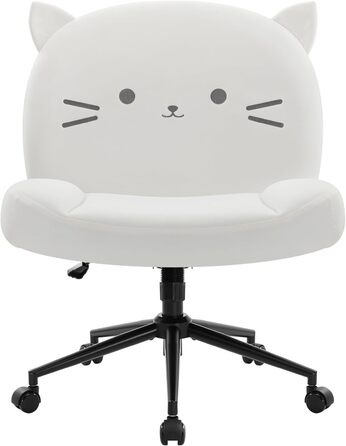 Офісний стілець IWMH без підлокітників, регульований по висоті, поворотний з роликами, з тканинним сидінням, ергономічний, крісло для читання з широким сидінням для позиції