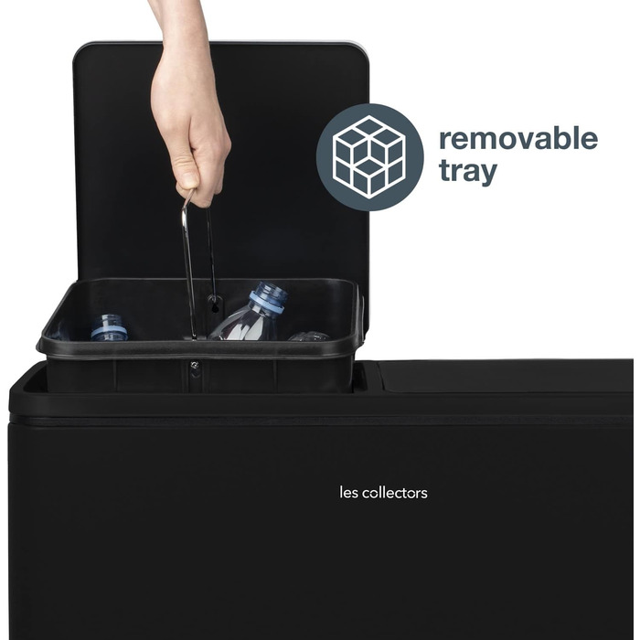 Сміттєвий бак Les Collectionneurs Sensor №1012, 69л, 3 відсіки (47+11+11л), автоматичне відкривання, інфрачервоний датчик, тиха кришка, дизайн (чорний)