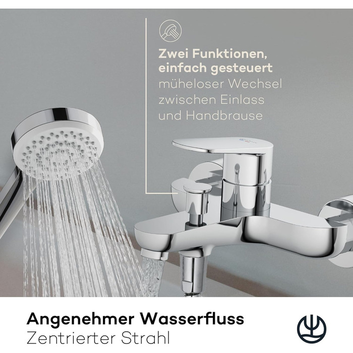 Змішувач для ванни KLUDI-X1 з двома споживачами, накладний на стіну, з S-перехідниками, одноручний для ванни та душу, хром