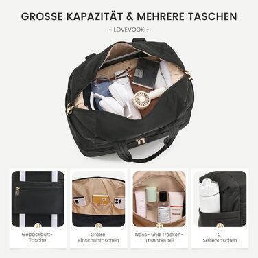 Сумка-мішок LOVEVOOK для подорожей, 52x38x25 см, 50 л (для вихідних, клініки, пологового будинку, авіаперельотів, спорту)