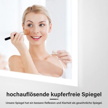 Дзеркало для ванної кімнати Badspiegel 60x80 см з підсвічуванням LED, сенсорне, протизапітніння, IP44, 3 колірні температури