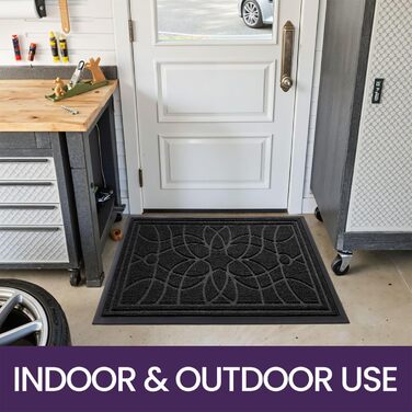 Килимок для дому та вулиці DEXI, 60x90 см, чорний, неслизький, миючий, для входу, балкону, тераси