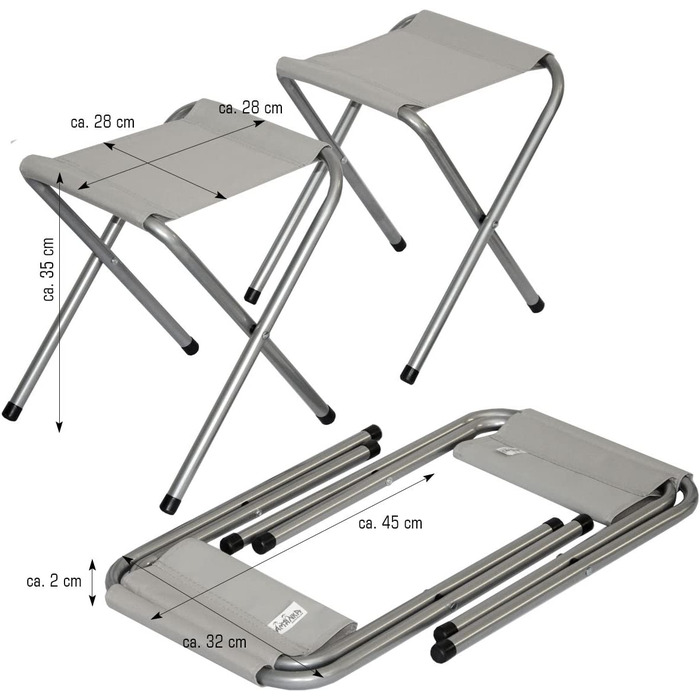 Набір кемпінгових столів AMANKA Alu з 2 стільцями - 90x60 см Розкладний стіл - Розкладний стіл Anthracite з регулюванням висоти в 2 напрямках