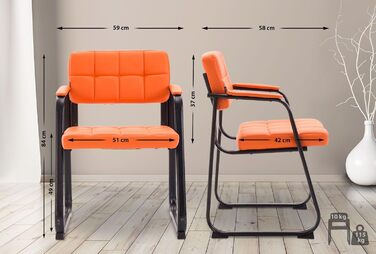 Крісло CLP Canada - м'яке крісло з штучною шкірою, чорний металевий каркас, колір: помаранчевий