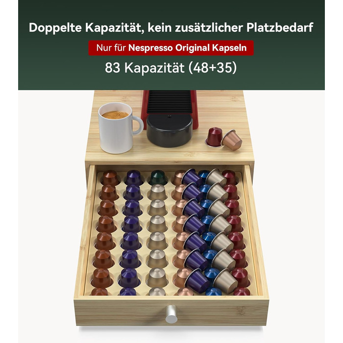 Організатор для капсул Nespresso та Lavazza, бамбук, на 48 капсул. Підставка під кавомашину