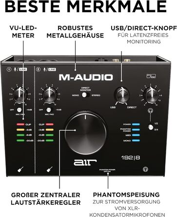 M-Audio Air 192|6: USB аудіоінтерфейс для запису в студійній якості (2 XLR/Line входи + софт)