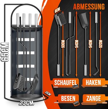 Набір для каміну KESSER® 5 предметів | Сучасний дизайн, з покриттям, з нержавіючої сталі, антрацит