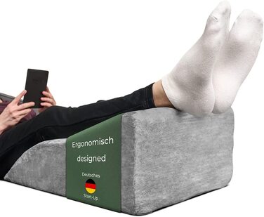 Подушка для ніг та колін: ергономічна підставка для підняття ніг, сіра. Ідеальна для лікування вен, лімфодренажу та підтримки ніг та колін