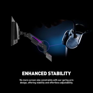 Підставка для монітора MSI MPG MT201R Premium RGB, сумісна з VESA, 17-49 дюймів, до 20 кг, регульована газо-пружинна кріплення, сіра