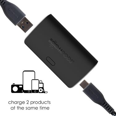 Швидка зарядка, LED дисплей, 2 пристрої одночасно, 5000mAh Powerbank - USB/USB-C