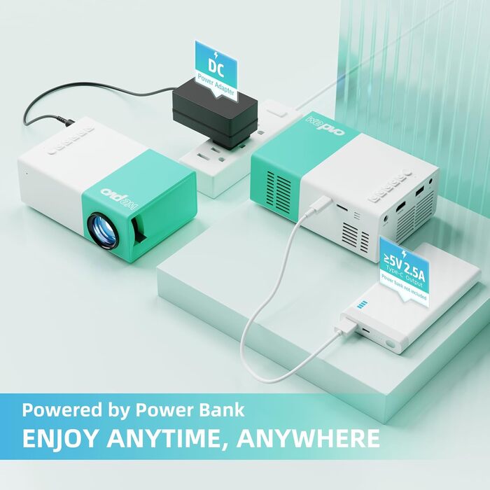 Портативний проєктор Mini Beamer YG300Plus: LED Pico проєктор для дому та на вулицю з HDMI, USB, Type-C та пультом дистанційного керування