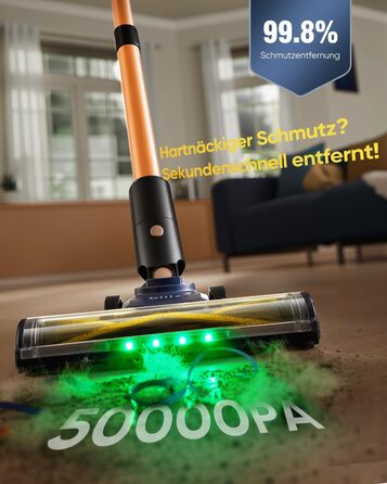 Акумуляторний пилосос Vexilar Leichter Kabello 6-в-1 для дому та авто, жовтий (450W, 50kPa, LED-дисплей)