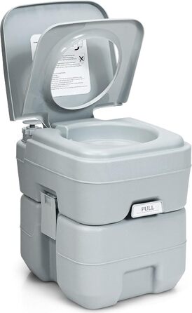 Туалет для кемпінгу DREAMADE 20L з баками для брудної та чистої води, мобільний туалет для дому, кемпінгу, трекінгу, до 200 кг, з промиванням