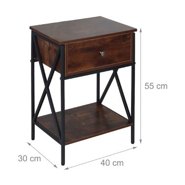 Relaxdays: Промисловий приліжкові столи з шухлядою та полицею