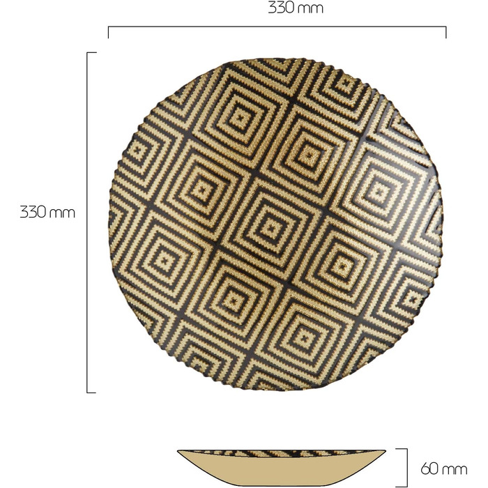 Діаметр 33 см - Різнокольорова декоративна скляна чаша для дому та святкових прикрас (золото ацтеків)