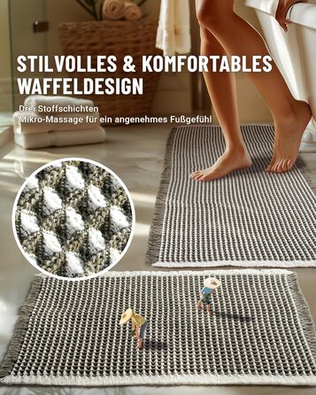 Набір килимків для ванної кімнати: антиковзаючі килимки, набір 2 шт., бохо-стиль, для ванної, спальні, вітальні, 51 x 120 см + 41 x 61 см, коричнево-білий (зелено-білий)