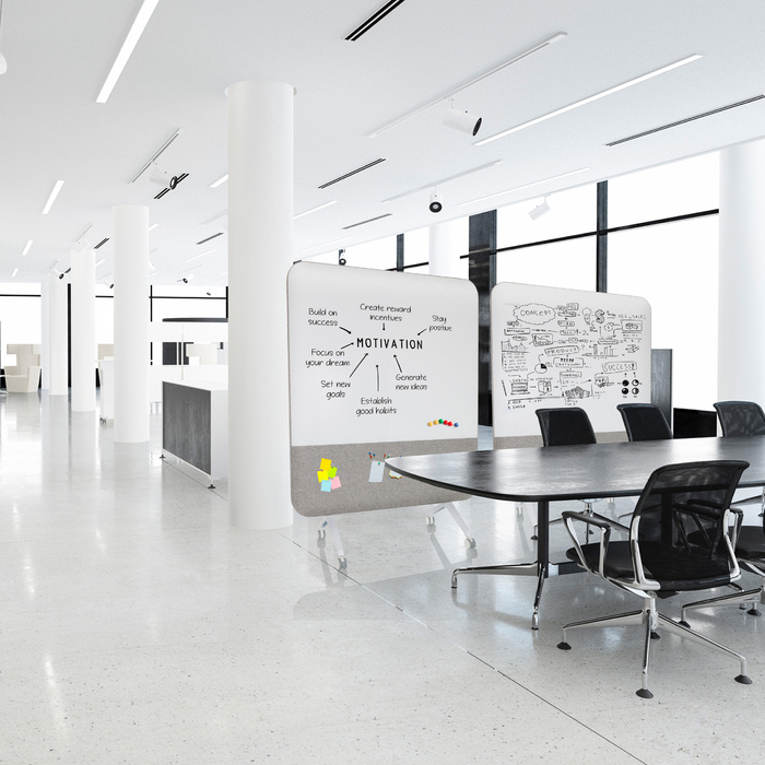 Акустична панель з білою дошкою VISION BOARD, матеріал: пластик / текстиль, колір: сірий, hjh OFFICE