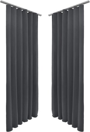 Комплект Beautissu з 2 щільних штор Amelie 140x245 см антрацитові непрозорі штори з гофрованою стрічкою - 2 шт. затемнюючі штори універсальні щільні штори для вітальні, спальні та офісу