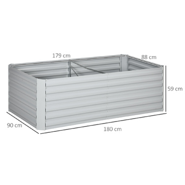 Outsunny Сталева піднята грядка, Грядка з холодним каркасом Садова клумба Flower Box Pluggable, Кашпо Box 180x90x60см для саду, балконного патіо, овочевої грядки для квітів, рослин, фруктів