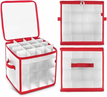 Коробка для зберігання 64 новорічних кулі - Складана сумка для прикрас - Регульовані перегородки та ручки - Пилсторостісна декор-коробка (2 шт.)