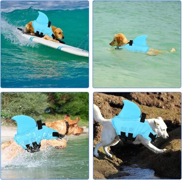 Рятувальний жилет для собак ONATISMAGIN, рятувальний жилет для домашніх тварин Shark Ridge, рятувальний жилет з рятувальною ручкою, захисна пряжка для безпеки собак в басейні, катанні на човнах і на морі (XXL, синій)
