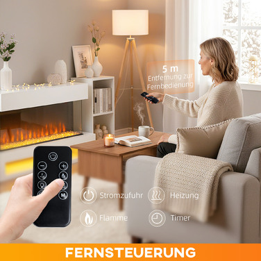 Електрокамін HOMCOM з 11 кольорами полум'я, 10 кольорами кристалічної підстилки, потужністю 1000/2000 Вт, з дистанційним керуванням, універсальний, білий