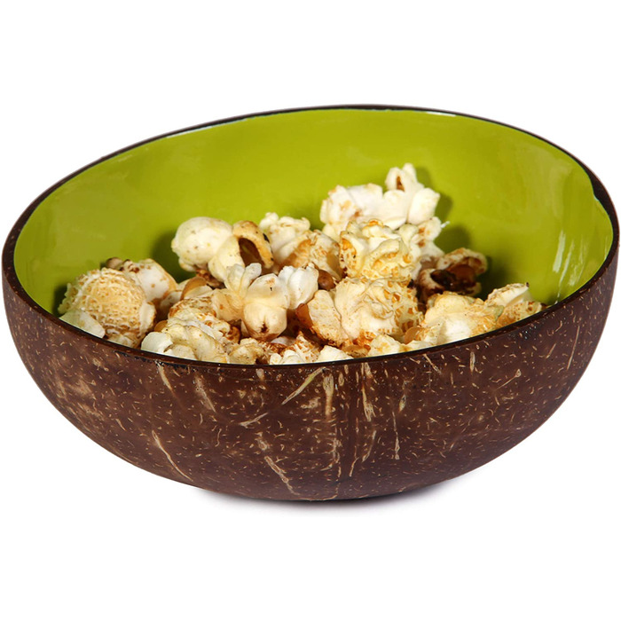 Декоративна чаша з кокосової шкаралупи, унікальна, 100 натуральна, безпечна для харчових продуктів (лайм), 24