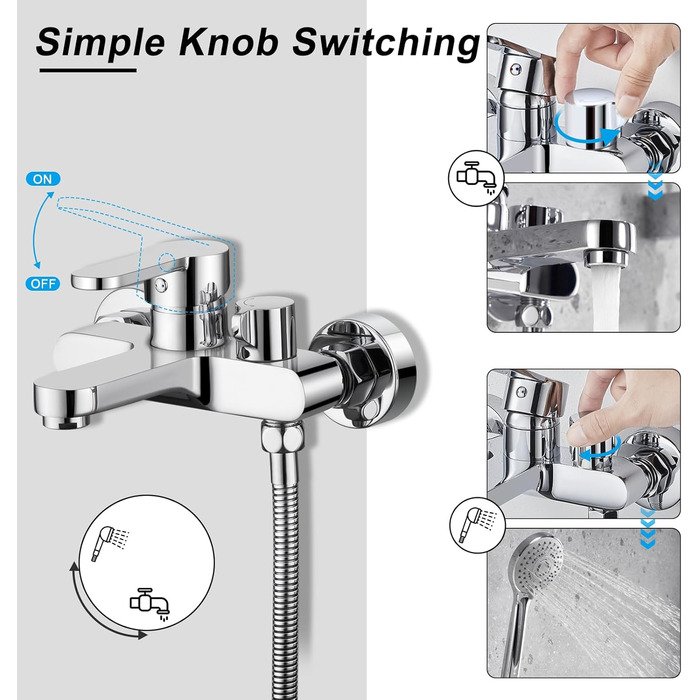 Змішувач для ванни з тропічною дощурою, набір для ванної кімнати (хром) BS111