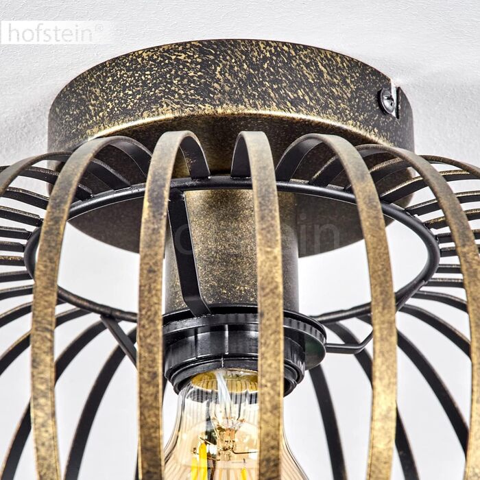 Стельовий світильник Oravi, круглий стельовий світильник з металу в 1 полум'я, цоколь Е27, світильник з чудовими світловими ефектами на стелі, без лампочки (антик, золото)