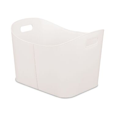 Кошик для зберігання з дерева кольору слонової кістки Relaxdays з штучної шкіри