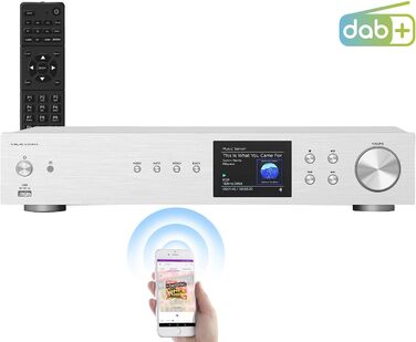 Радіо Цифровий Wi-Fi HiFi тюнер інтернет радіо, DAB, Bluetooth, Silver (DAB ресивер, підсилювач)