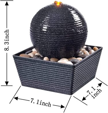 Декоративний фонтан кімнатний фонтан сферичної форми хвилястий водяний фонтан Тихий фонтан для медитації зі світловідбиваючим світлодіодом / K