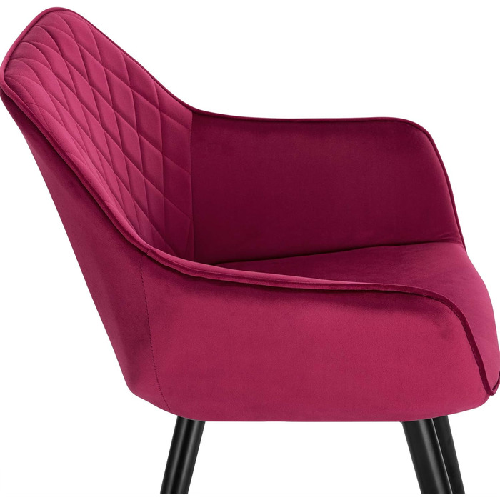 Крісла для їдальні WOLTU, 1 шт., для кухні, вітальні, оббивка з велюру, металеві ніжки, темно-червоний колір
